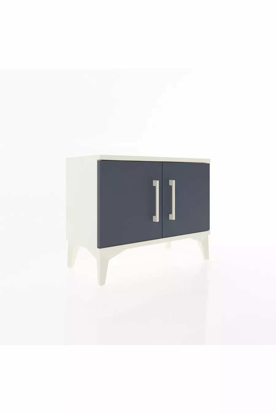 Table de chevet Arges à une étagère et deux portes, Pierre de lune-Anthracite