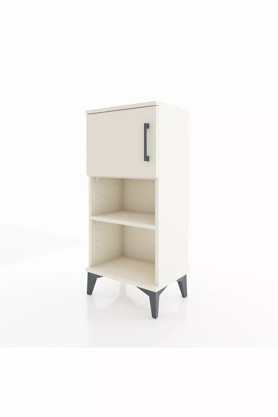 Table de chevet Arges à 2 étagères et 1 porte, couleur Pierre de Lune