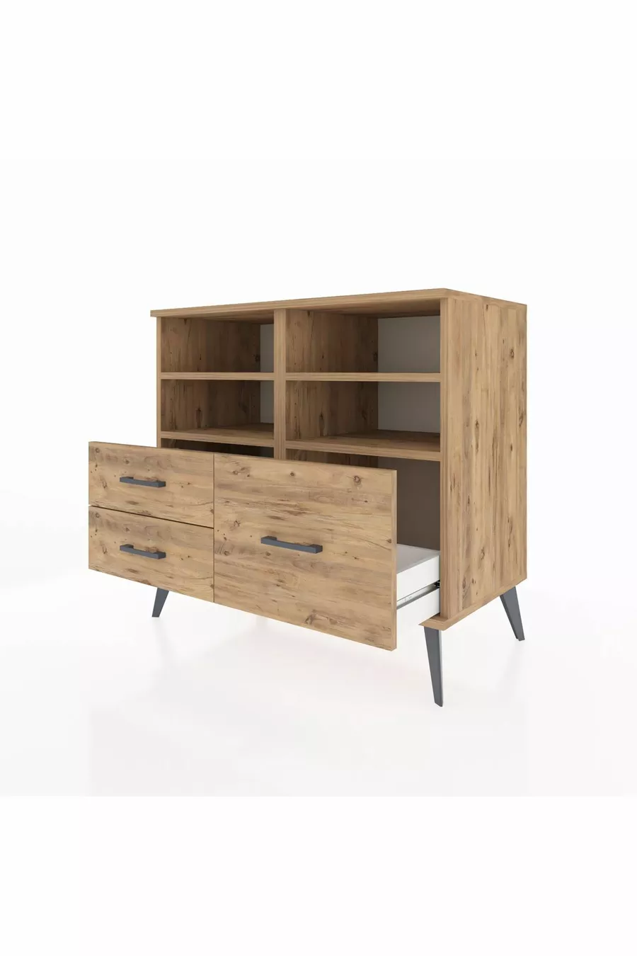 Commode Hyperion 4 étagères 3 tiroirs Pin-Pin