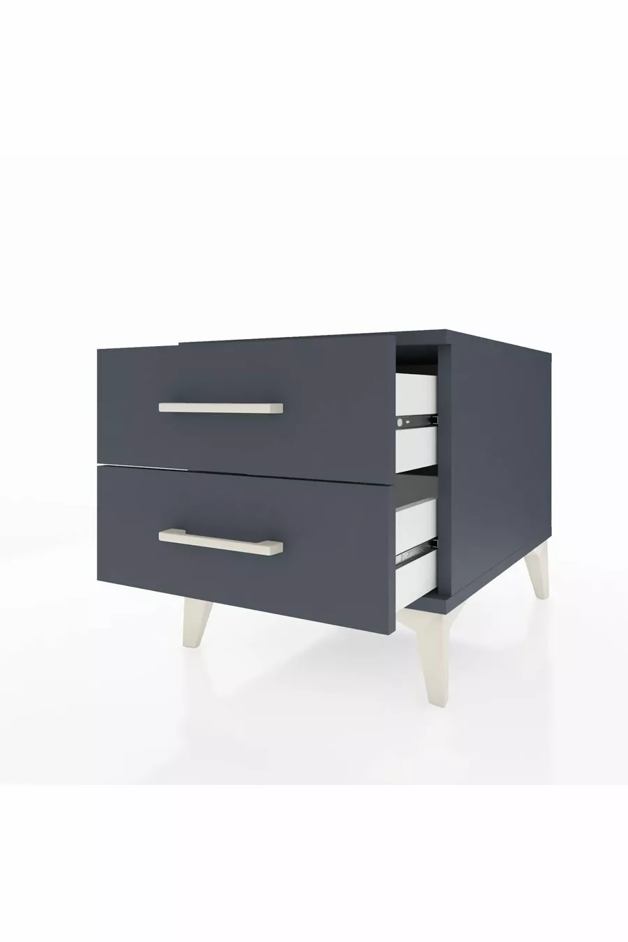 Table de chevet Kronos à 2 tiroirs Anthracite-Anthracite