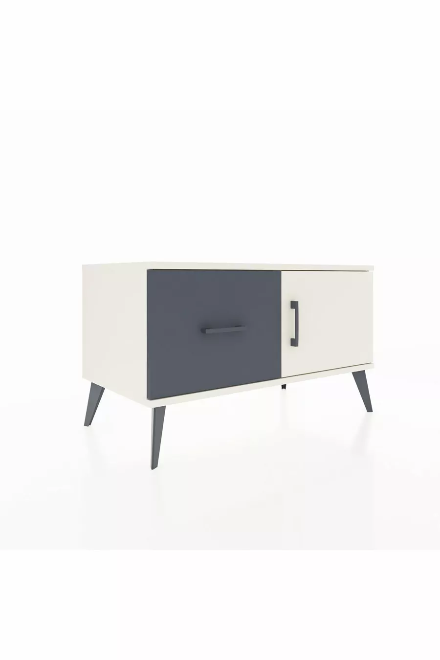 Commode Hyperion avec une seule étagère, un tiroir et une porte, couleur Pierre de Lune/Anthracite