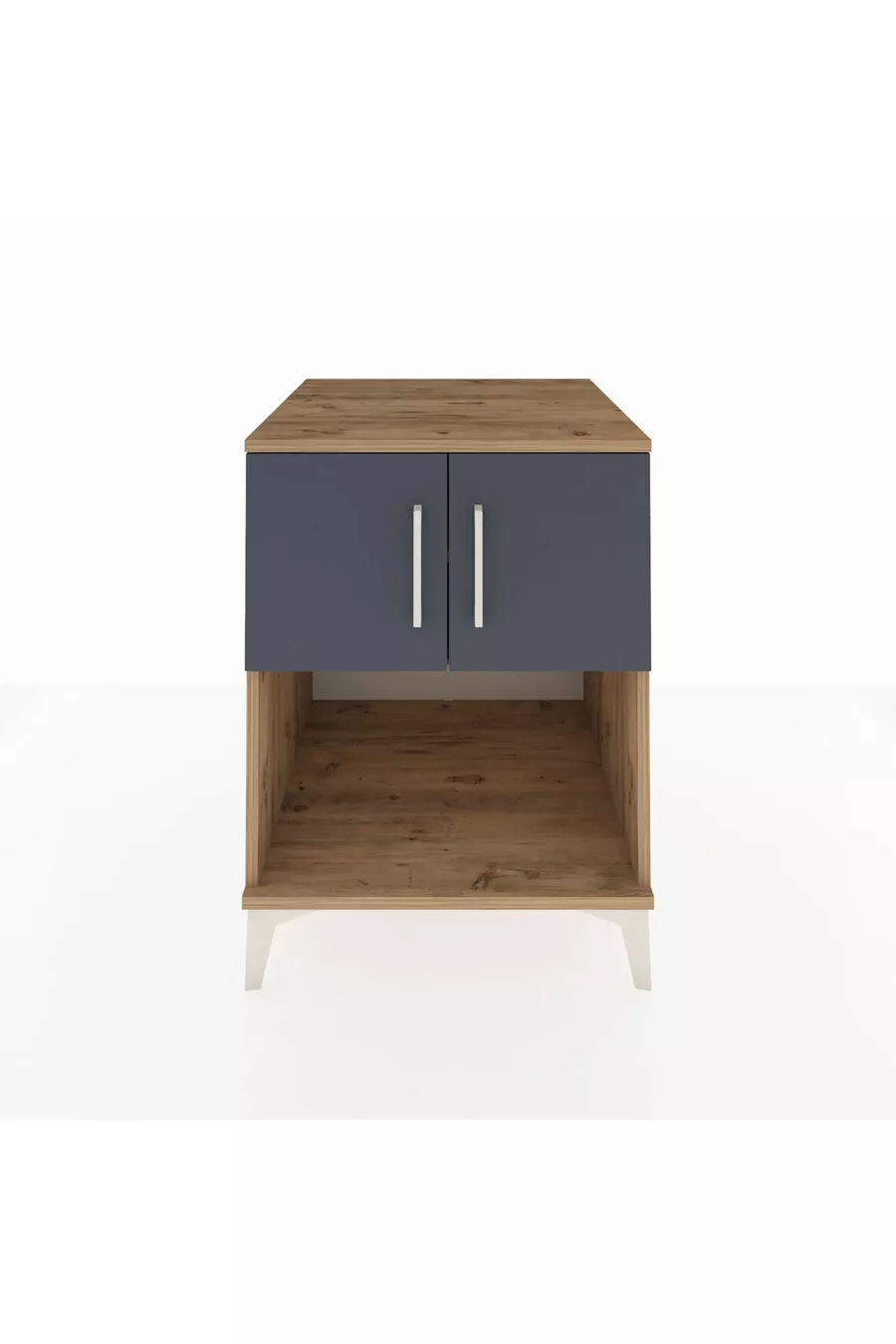 Kronos Nightstand with 2 Shelves and 2 Doors Pine-Anthracite