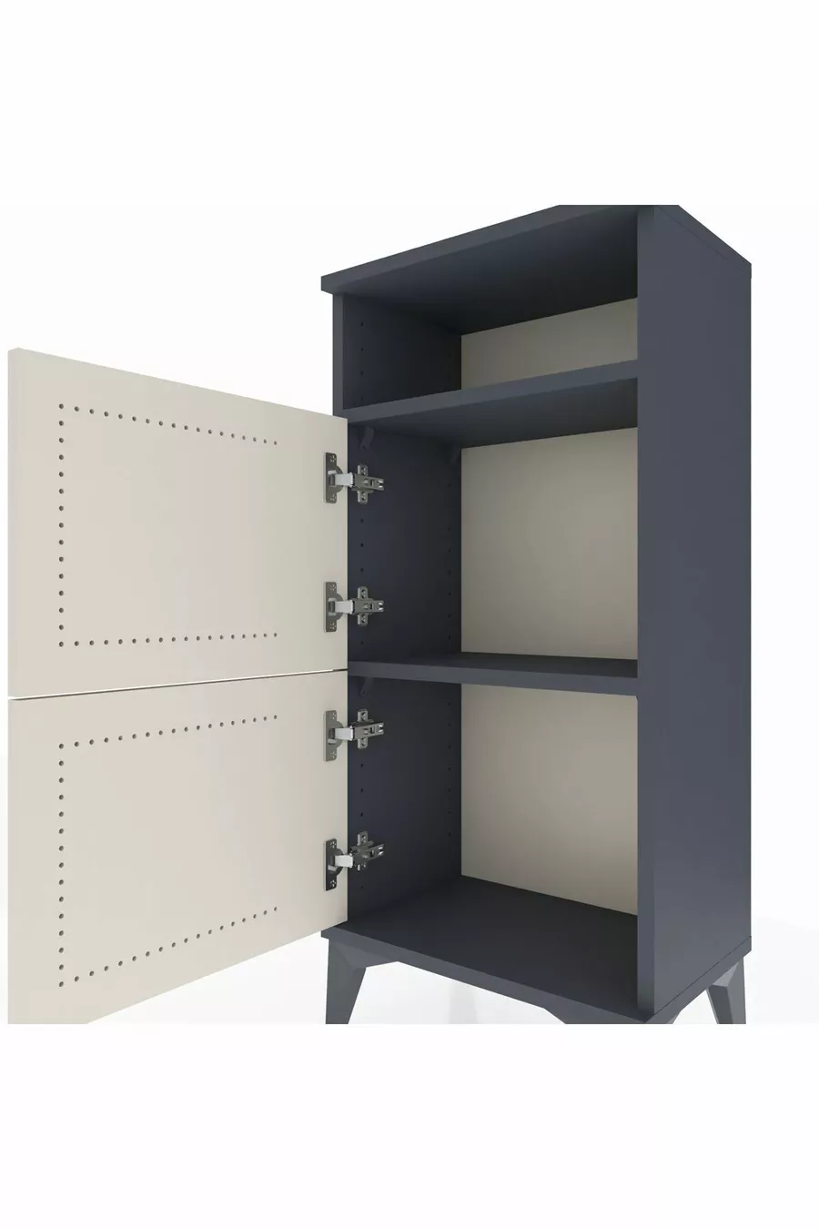 Table de chevet Arges à une étagère et deux portes Anthracite-Pierre de lune