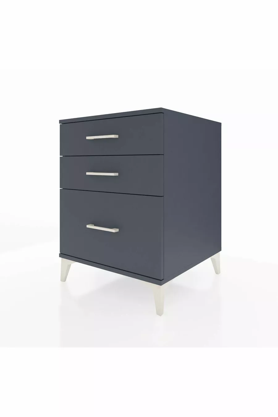 Table de chevet Kronos à 3 tiroirs Anthracite-Anthracite
