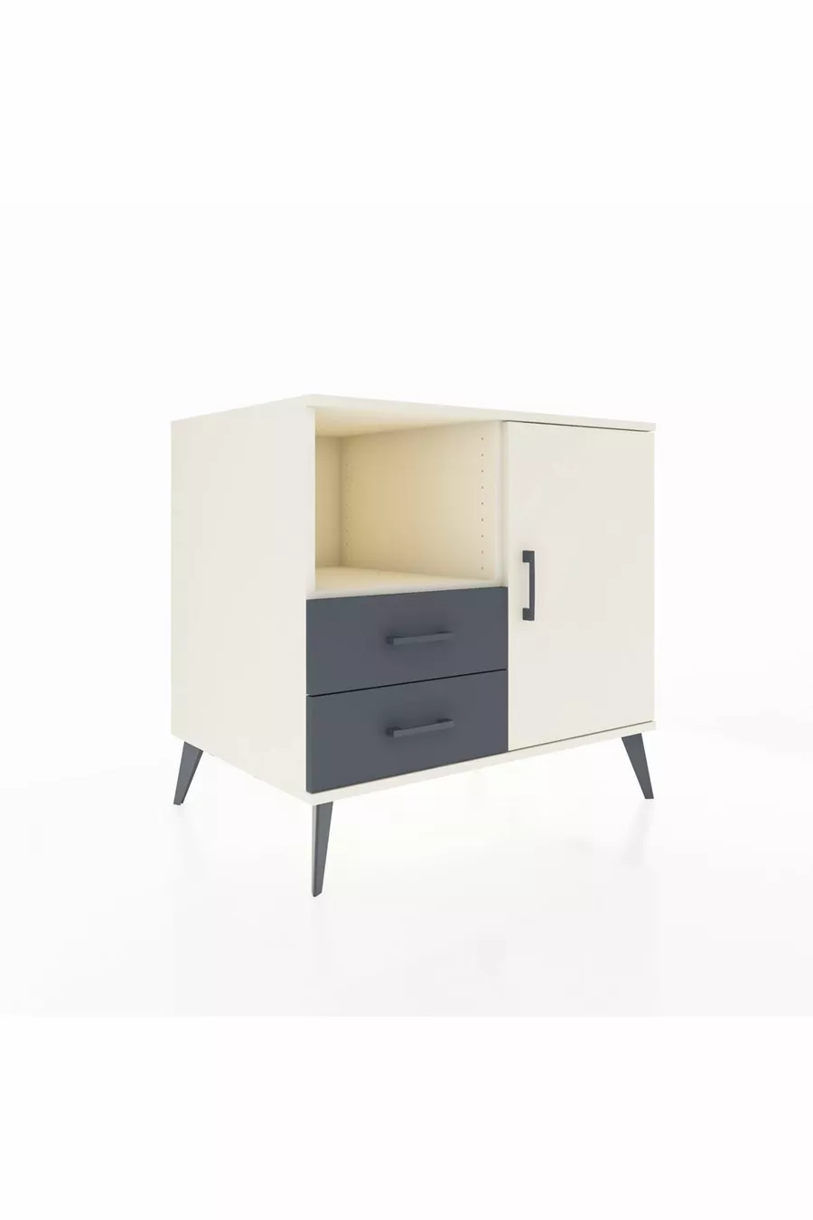 Kronos Comodino 2 Ripiani 2 Cassetti 1 Anta Pietra Lunare/Pietra Lunare/Antracite