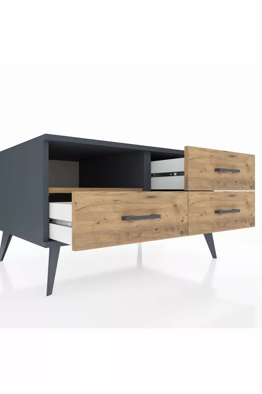 Kronos Kommode mit einem Regal und 3 Schubladen Anthrazit-Kiefer