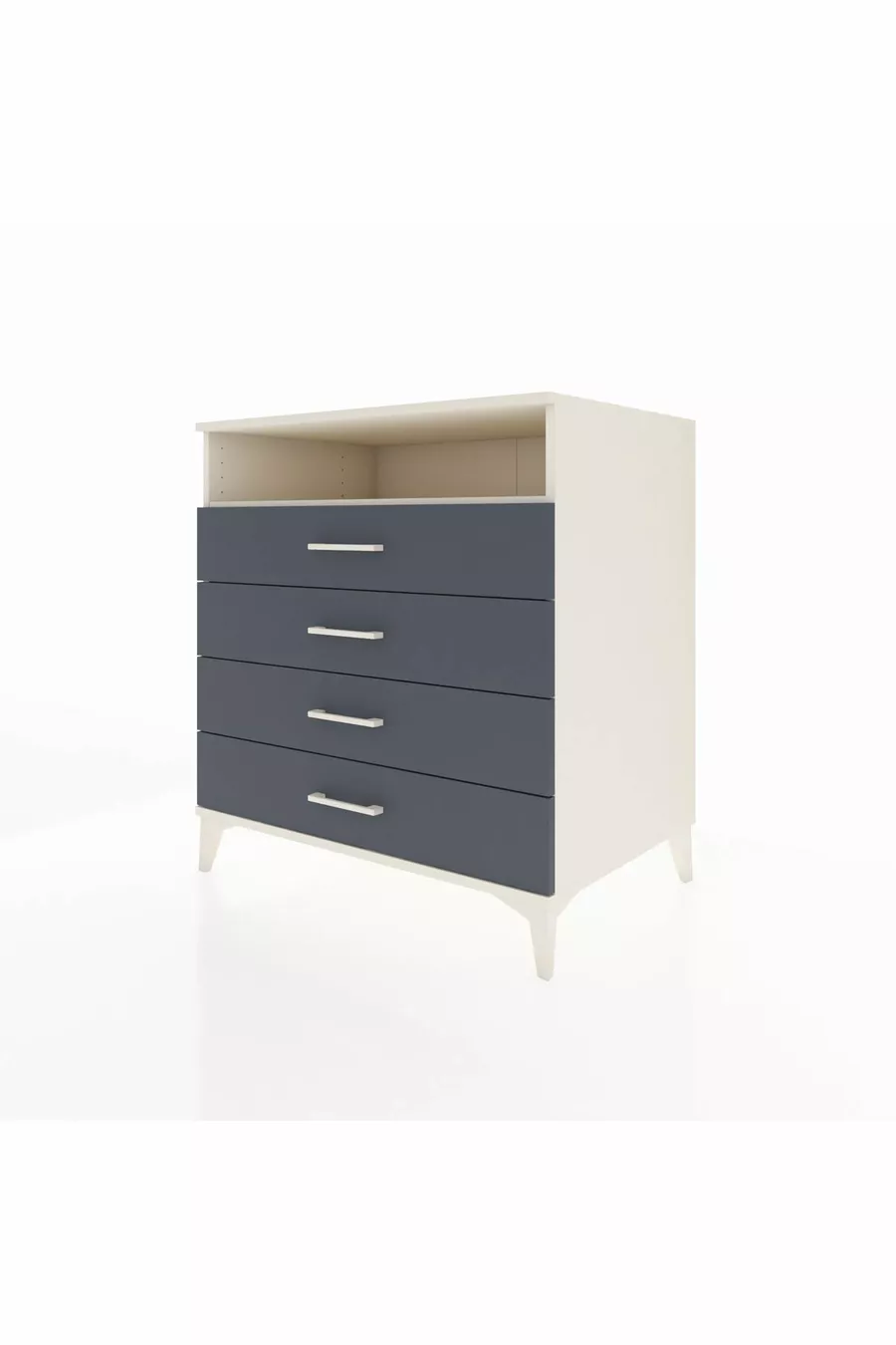 Commode Kronos à une étagère et 4 tiroirs, Pierre de lune-Anthracite