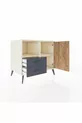 Kronos Dresser with 2 Shelves, 2 Drawers, and 1 Single Door, Moonstone-Pine/Anthracite