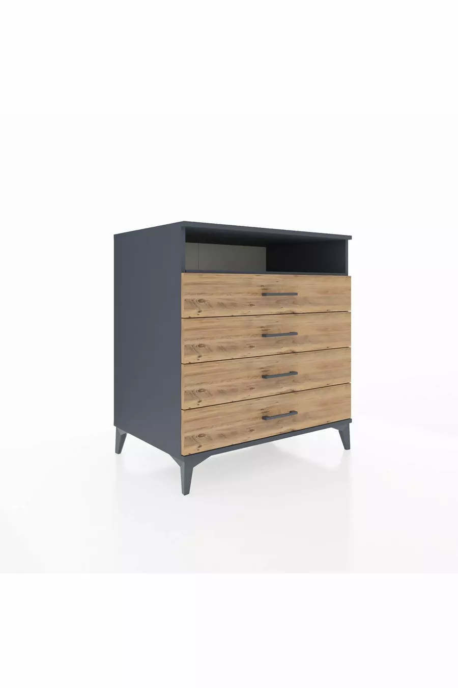 Comò Kronos con un ripiano e 4 cassetti Antracite-Pino