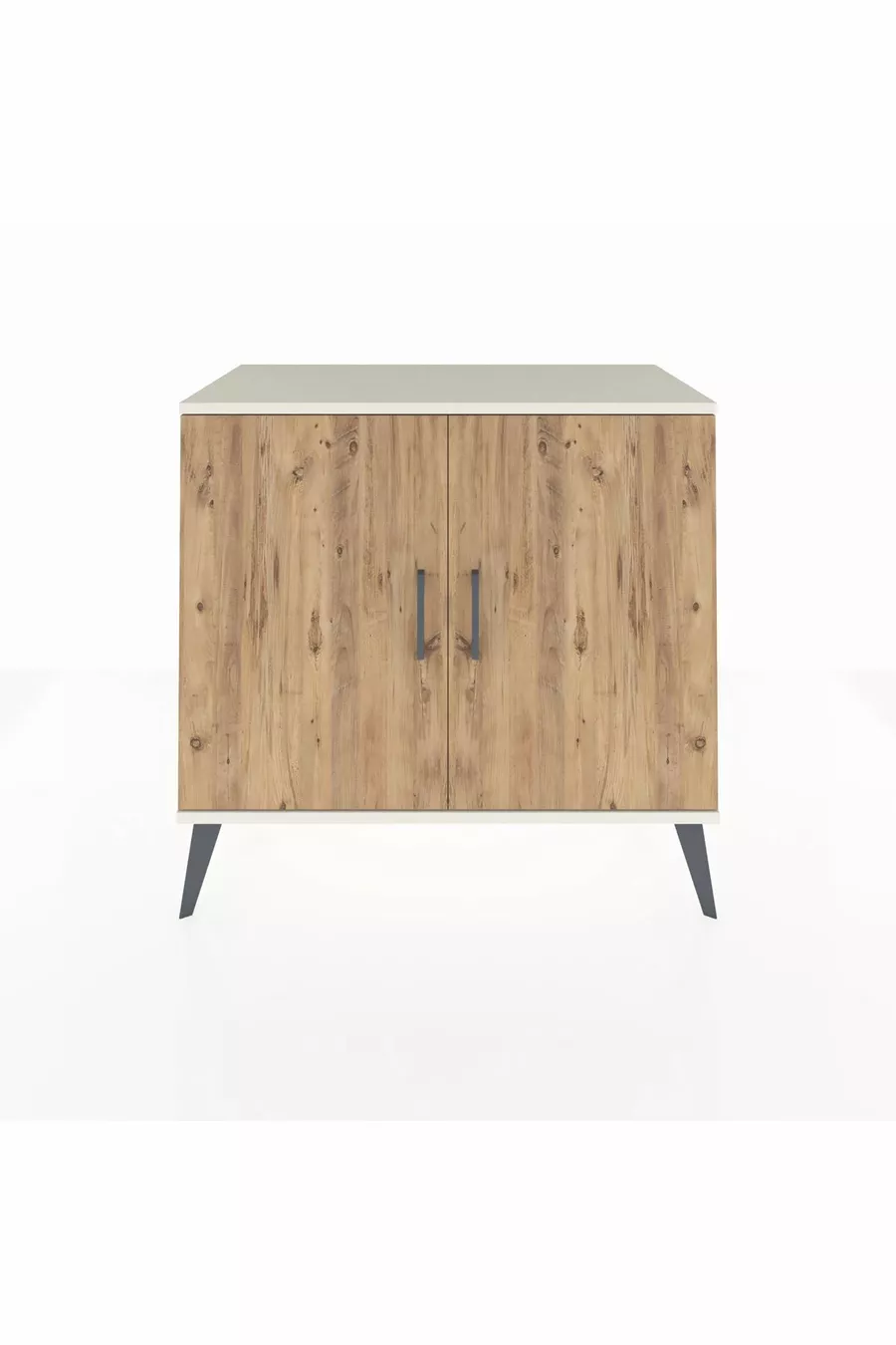 Commode Hyperion 2 étagères 2 portes Pierre de lune-Pin/Anthracite