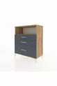 Commode Hyperion à un plateau et 3 tiroirs Pin-Anthracite