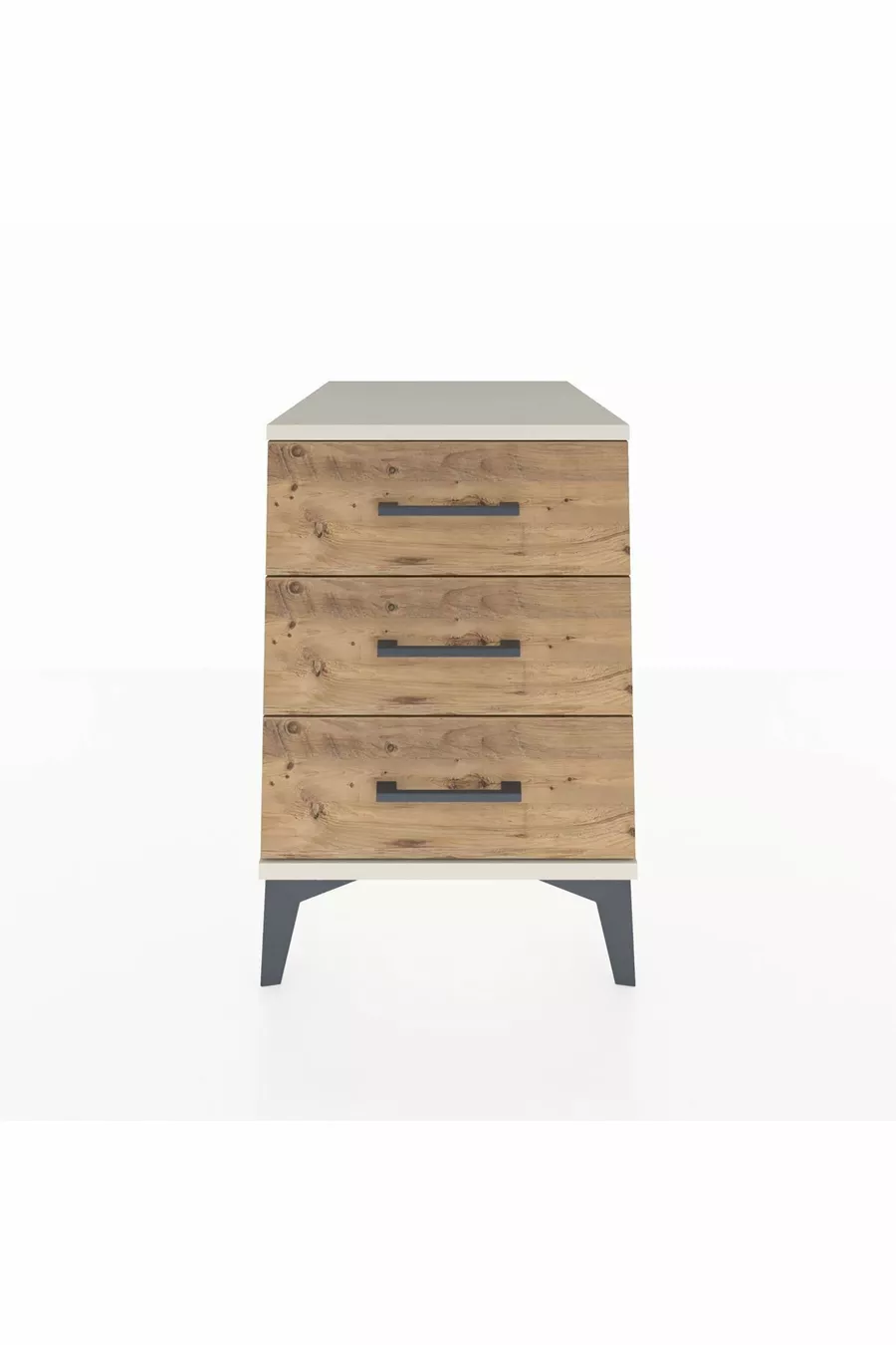 Table de chevet Kronos à 3 tiroirs Aigue-marine-Pin