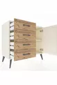 Commode Hyperion avec une seule étagère, 4 tiroirs et une porte, Pierre de Lune/Pins