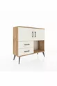 Commode Arges avec 2 étagères, 2 tiroirs et 2 portes, en pin et pierre d'agate