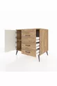 Commode Kronos à une étagère, 3 tiroirs et 2 portes, Pin-Aigue-marine/Pin