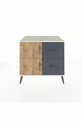 Commode Kronos à une étagère, 2 tiroirs, 2 portes, Pierre de lune/Pin/Anthracite