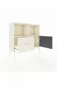 Commode Arges avec 2 étagères, 1 tiroir et 1 porte, couleur Pierre de Lune-Anthracite/Pierre de Lune