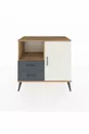 Commode Hyperion avec 2 étagères, 2 tiroirs et 1 porte, en pin et gris anthracite