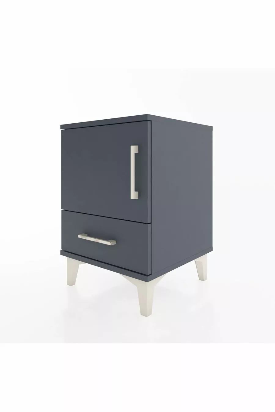 Chevet Hyperion avec une étagère, un tiroir et une porte, Anthracite-Anthracite
