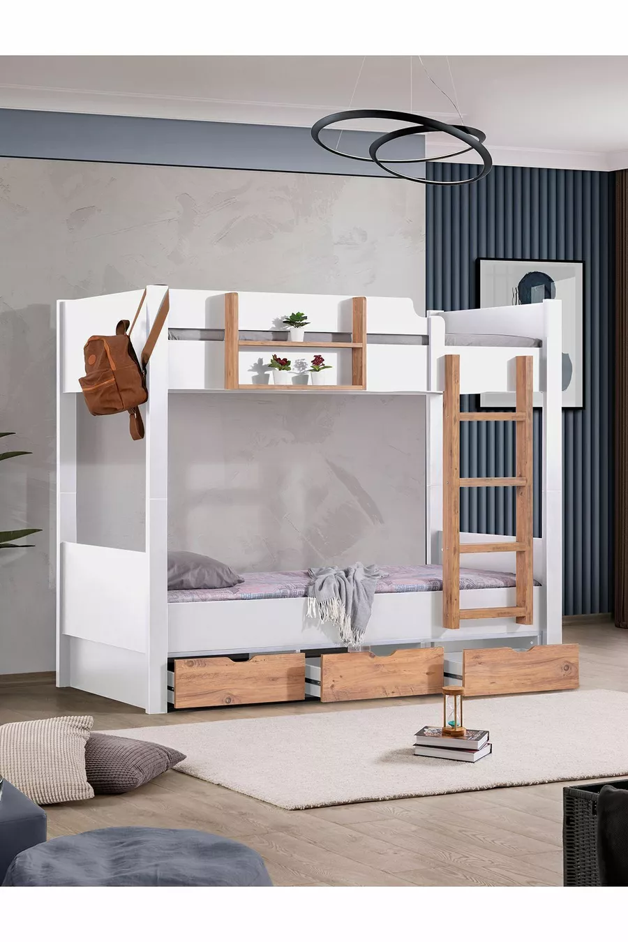 Ranza, Letto a castello con cassetti separabili in stile asiatico 2 Materassi Comfort