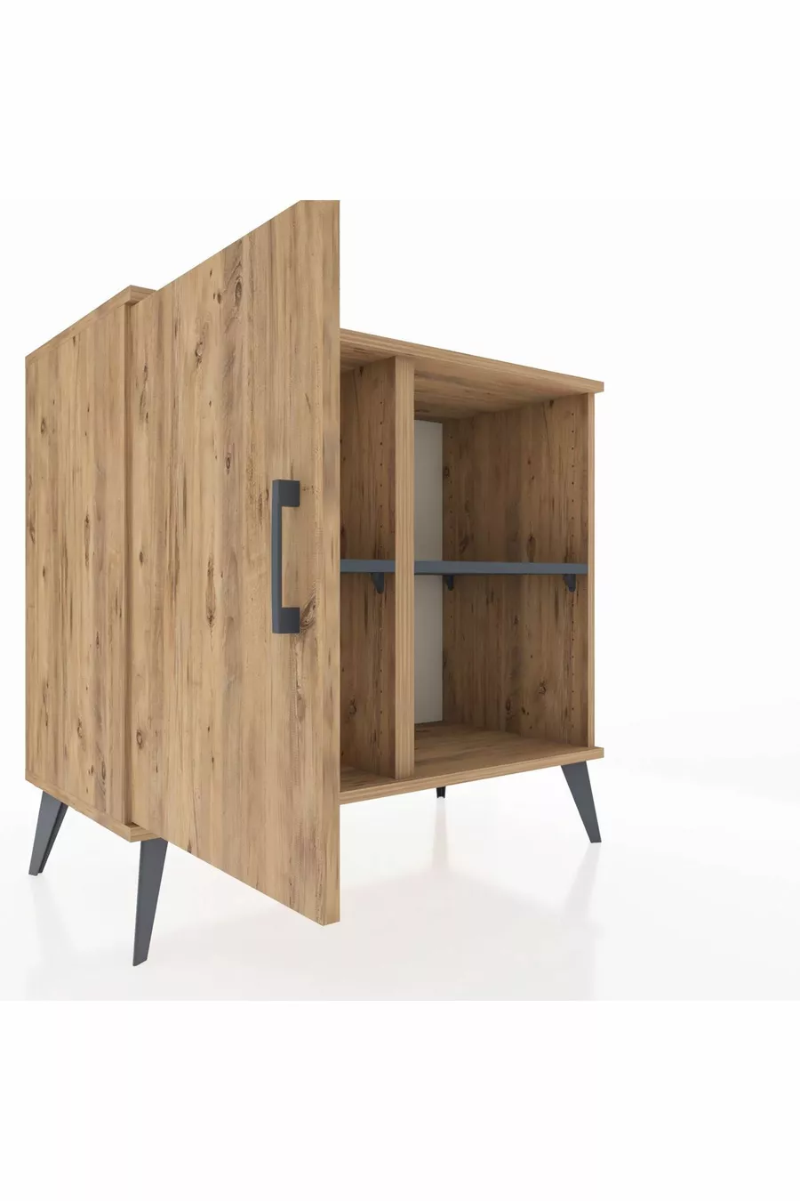 Commode Hyperion avec 2 étagères et une porte en pin-pin/anthracite