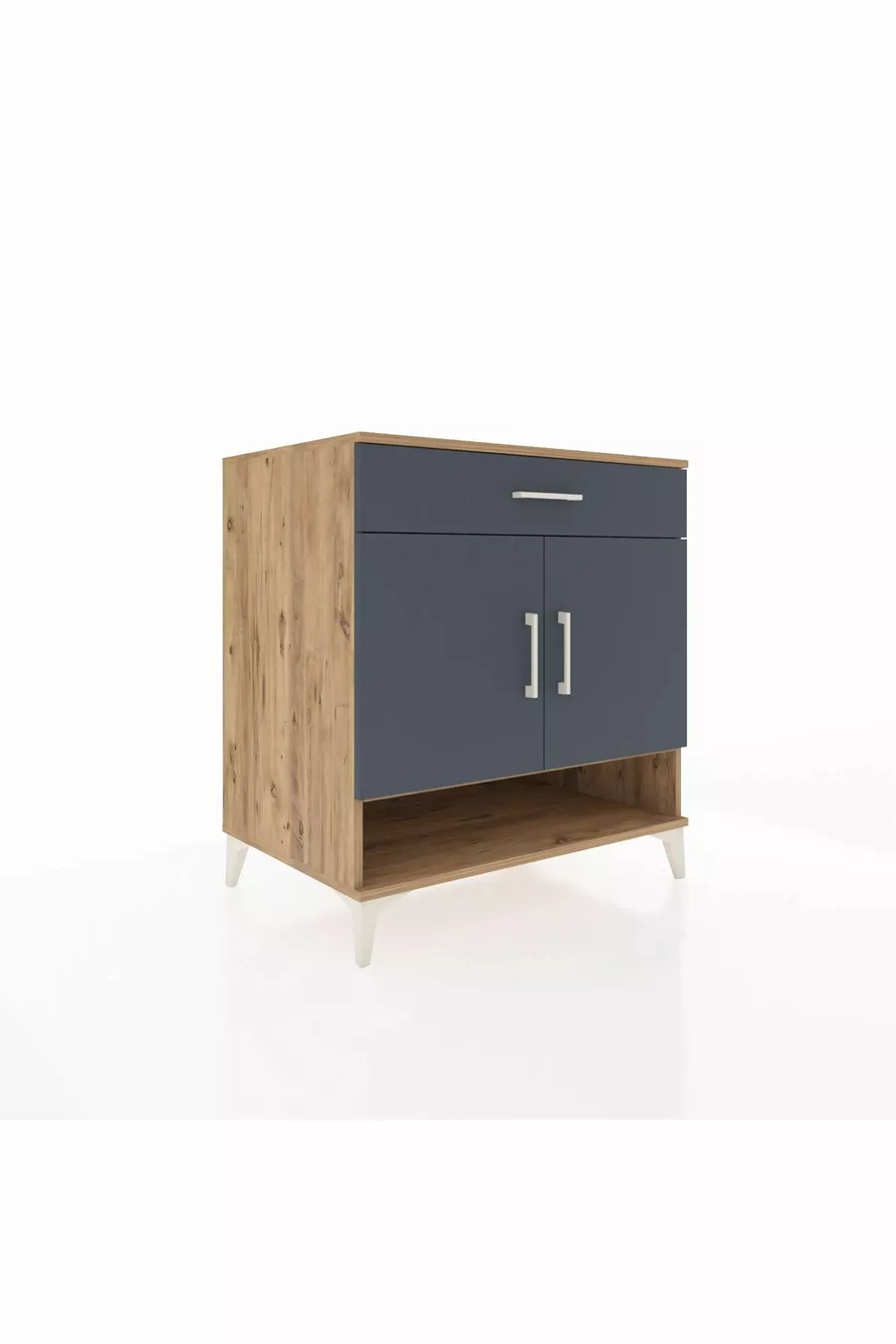 Commode Kronos 2 étagères, 1 tiroir, 2 portes, Pin-Anthracite