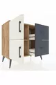 Commode Hyperion à une étagère, 2 tiroirs et 2 portes, pin-gris ardoise/anthracite