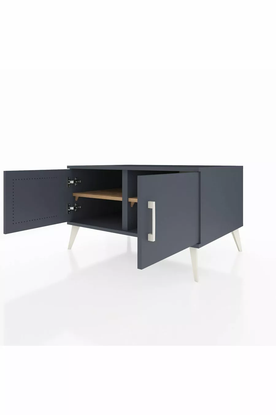 Commode Kronos 2 étagères 2 portes Anthracite-Anthracite/Sapin