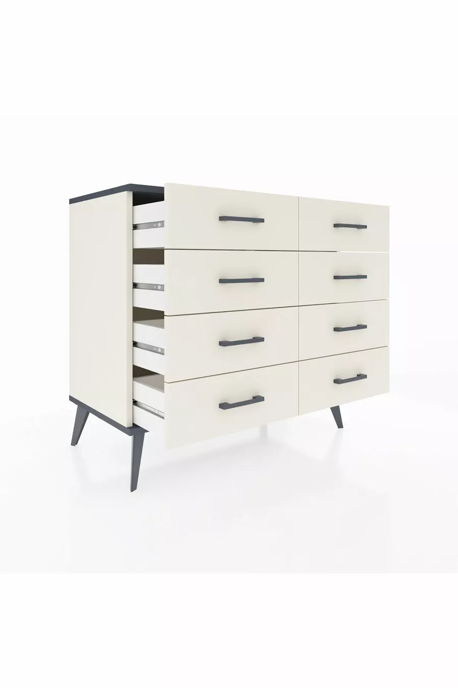 Commode Hyperion 8 tiroirs Pierre de lune-Anthracite/Pierre de lune