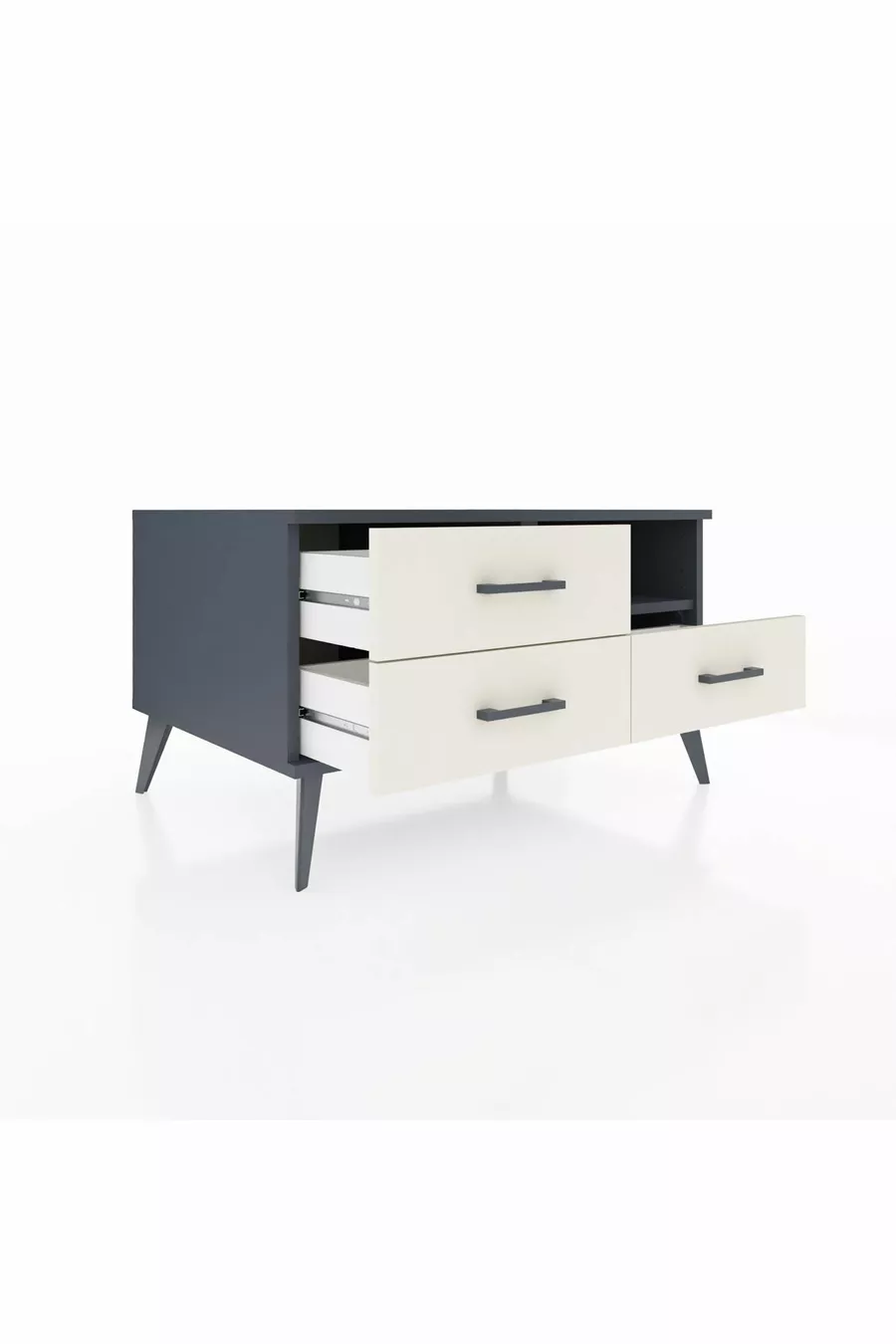Commode Kronos à une étagère et 3 tiroirs Anthracite-Anthracite/Pierre de Lune