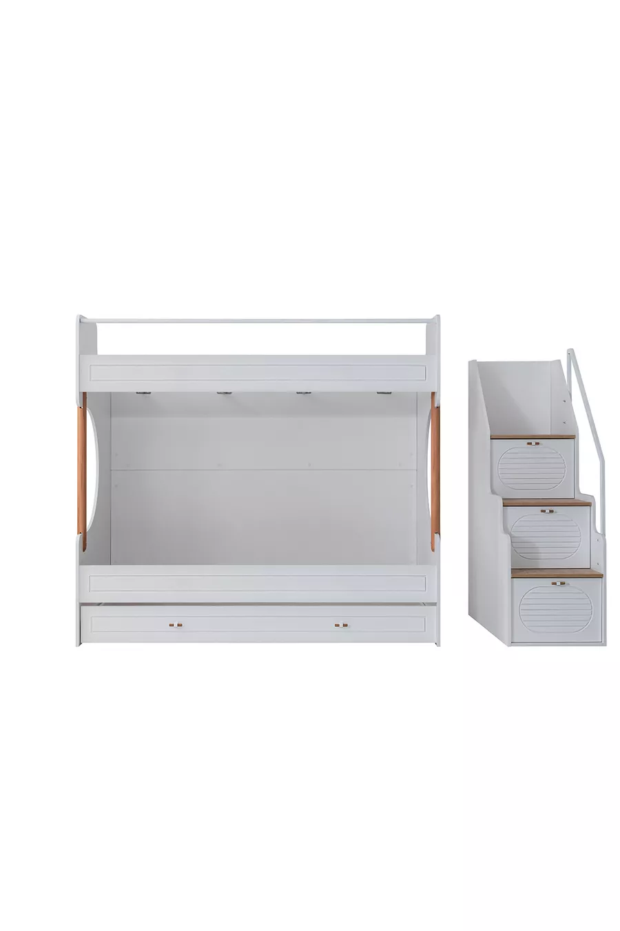 Lit superposé, chambre d'enfant Vita Bohem avec lit superposé blanc en nid + armoire à quatre portes