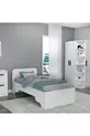 غرفة نوم للشباب من لوسيس، طقم رباعي أبيض: مكتب دراسة - خزانة ملابس - منضدة جانبية - سرير - لوسيس