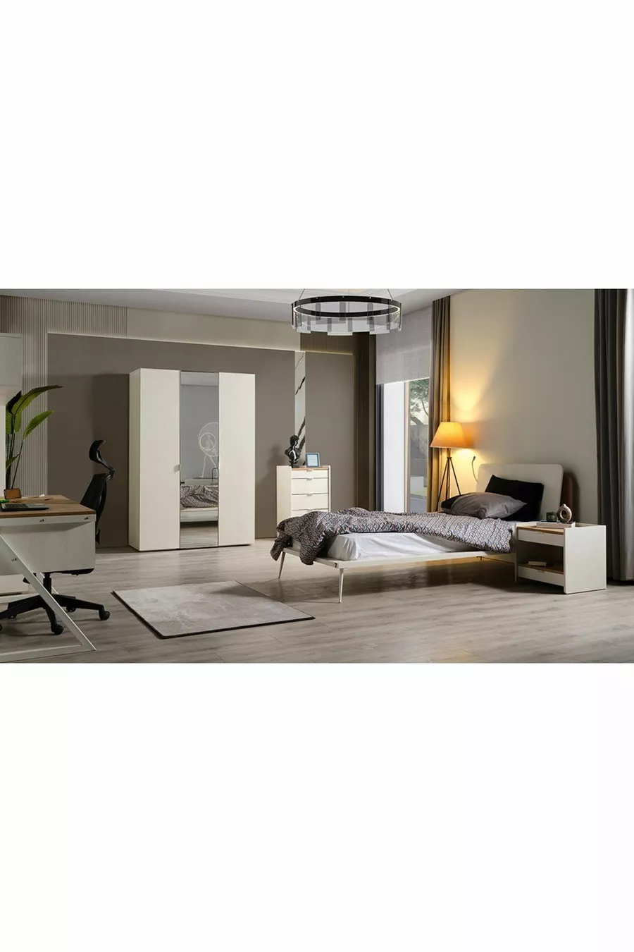 Chambre Moderne pour Jeune - Meuble à 3 Portes avec Couvercle
