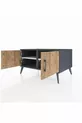 Commode Kronos 2 étagères 2 portes Anthracite-Pin/Gris pierre