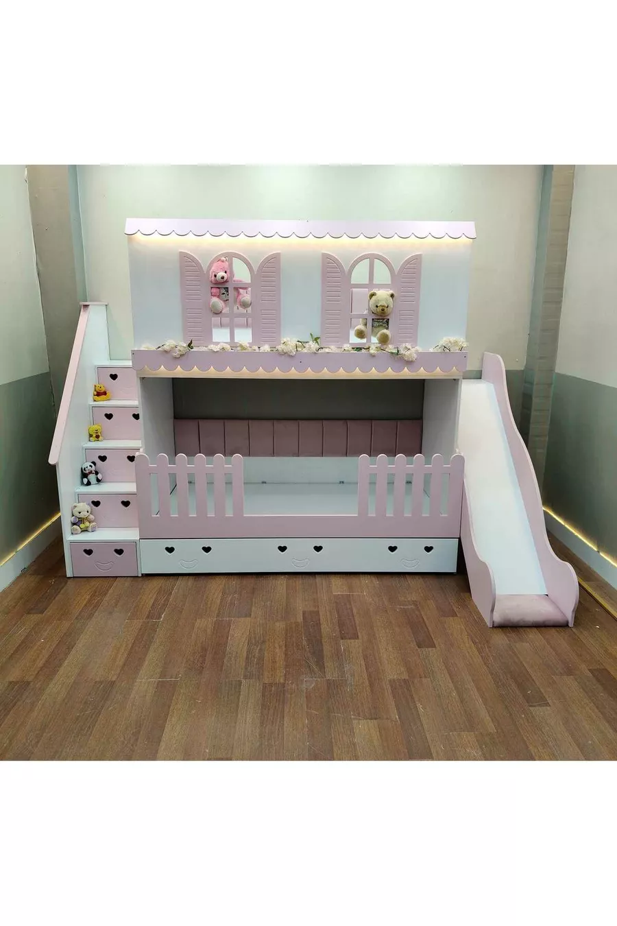 Alaçatı bunk bed with slides and a small bed