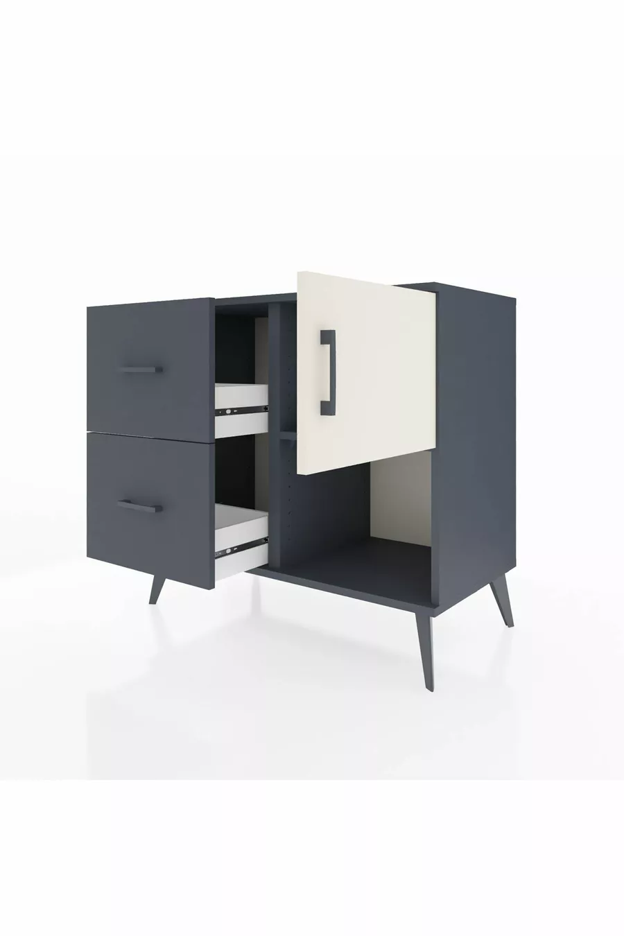 Hyperion Dressoir Met Eén Plank, 2 Lades En Eén Deur Antraciet-Steen/Antraciet