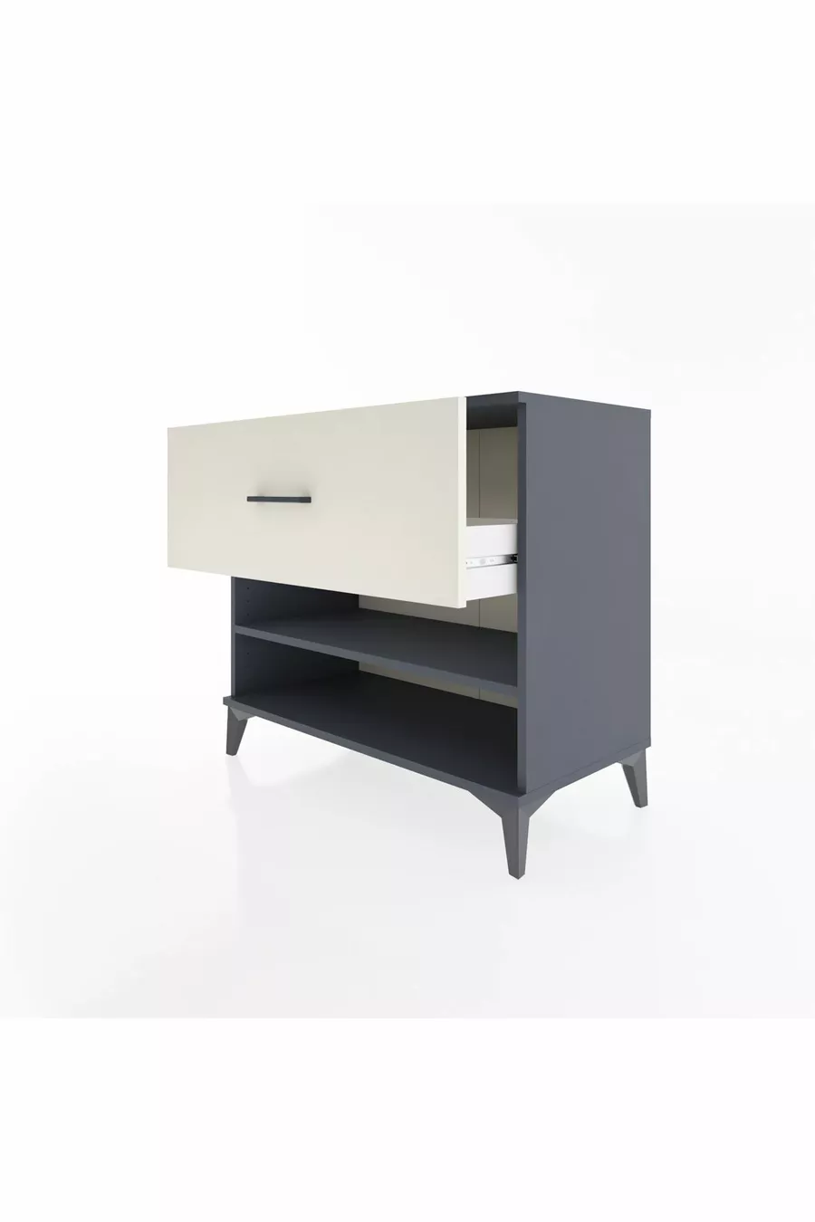 Commode Hyperion à une étagère et un tiroir, anthracite-ardoise