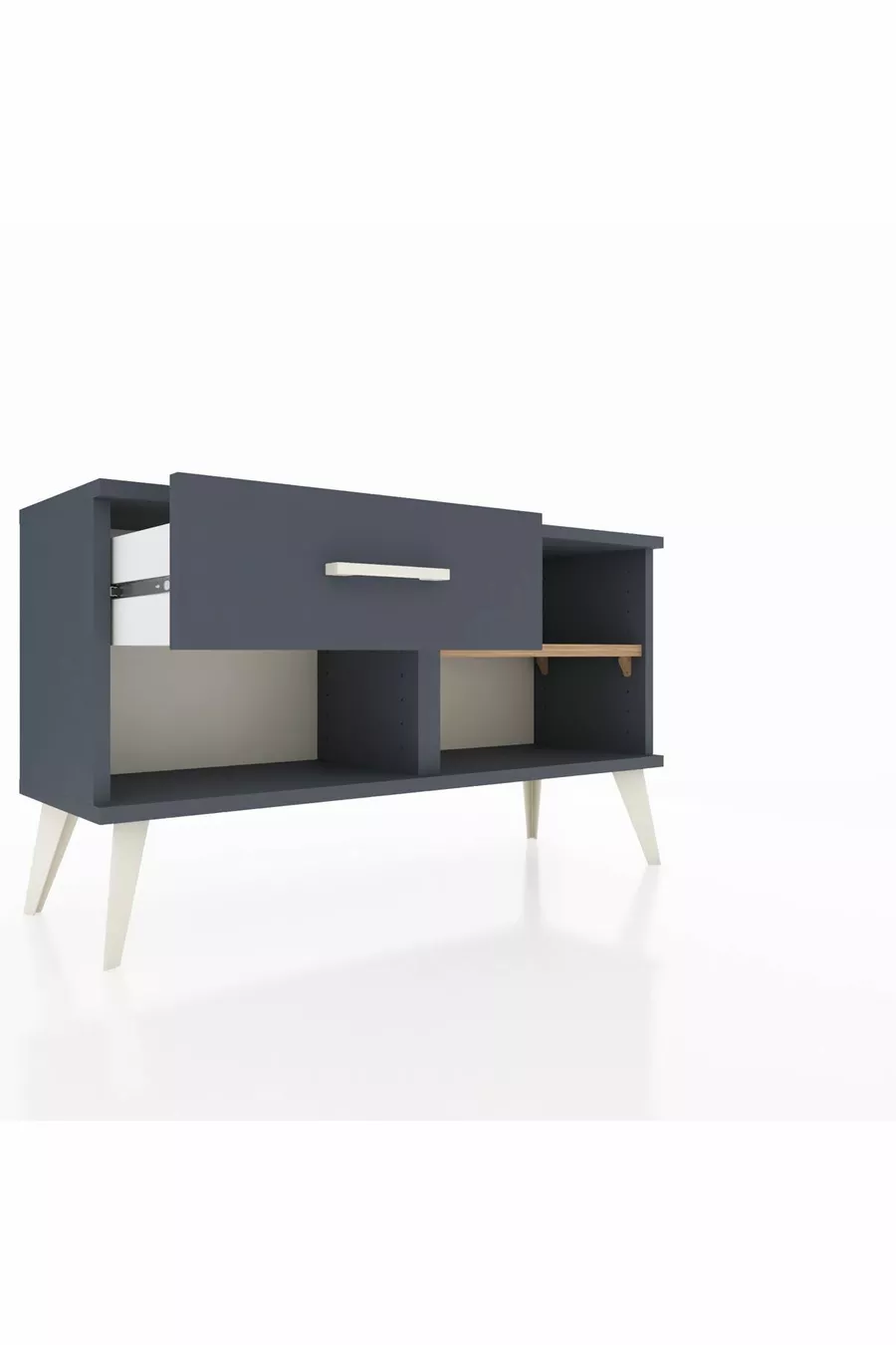 Commode Arges à une étagère et un tiroir Anthracite-Pin/Anthracite