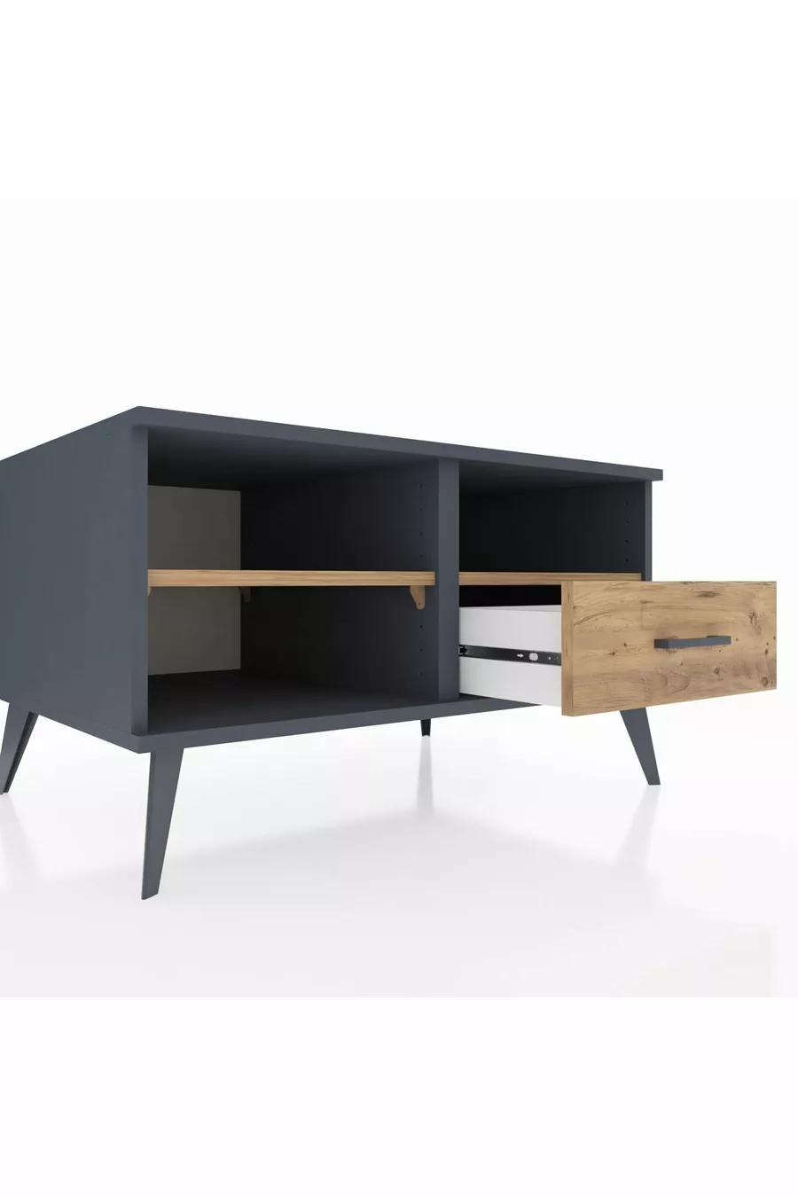 Commode Kronos 2 étagères 1 tiroir Anthracite-Pin