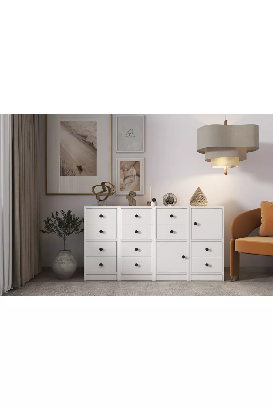 Commode avec tiroirs et armoire blanche Cm -Ç