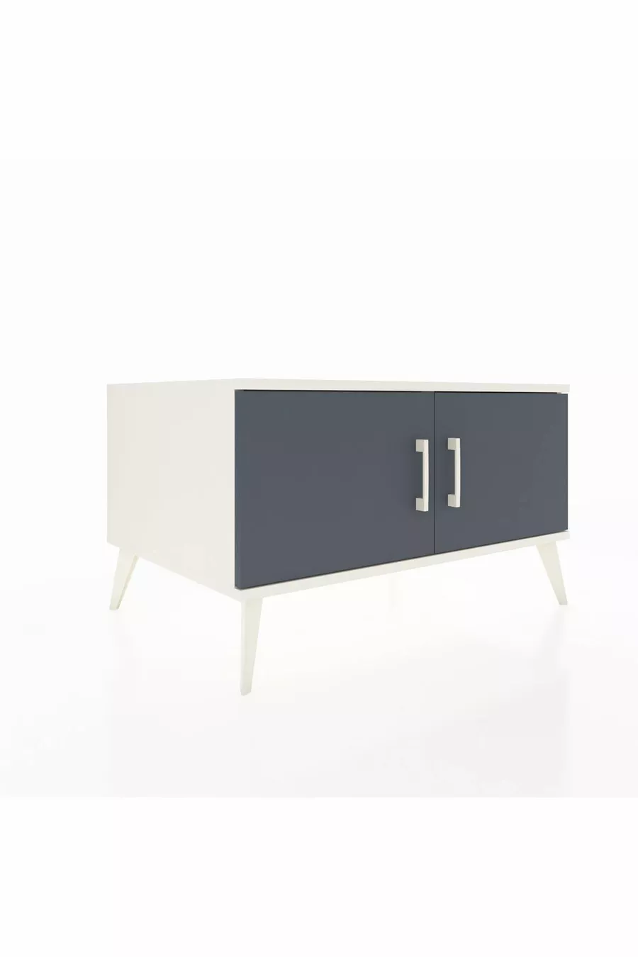 Commode Kronos 2 étagères 2 portes Pierre de lune-Anthracite/Pierre de lune
