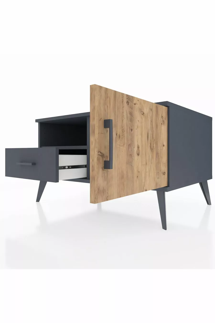 Kronos Dressoir met 2 planken, 1 lade en 1 deur, antraciet-den/antraciet