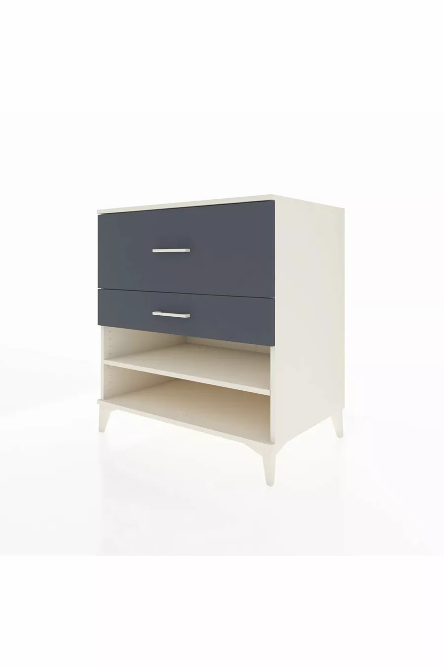 Commode Kronos à une étagère et 2 tiroirs, Pierre de lune-Anthracite