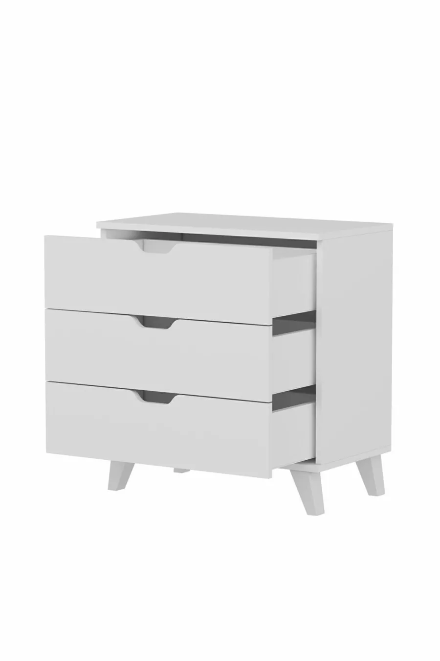 Commode Valencia à 3 tiroirs, blanche.
