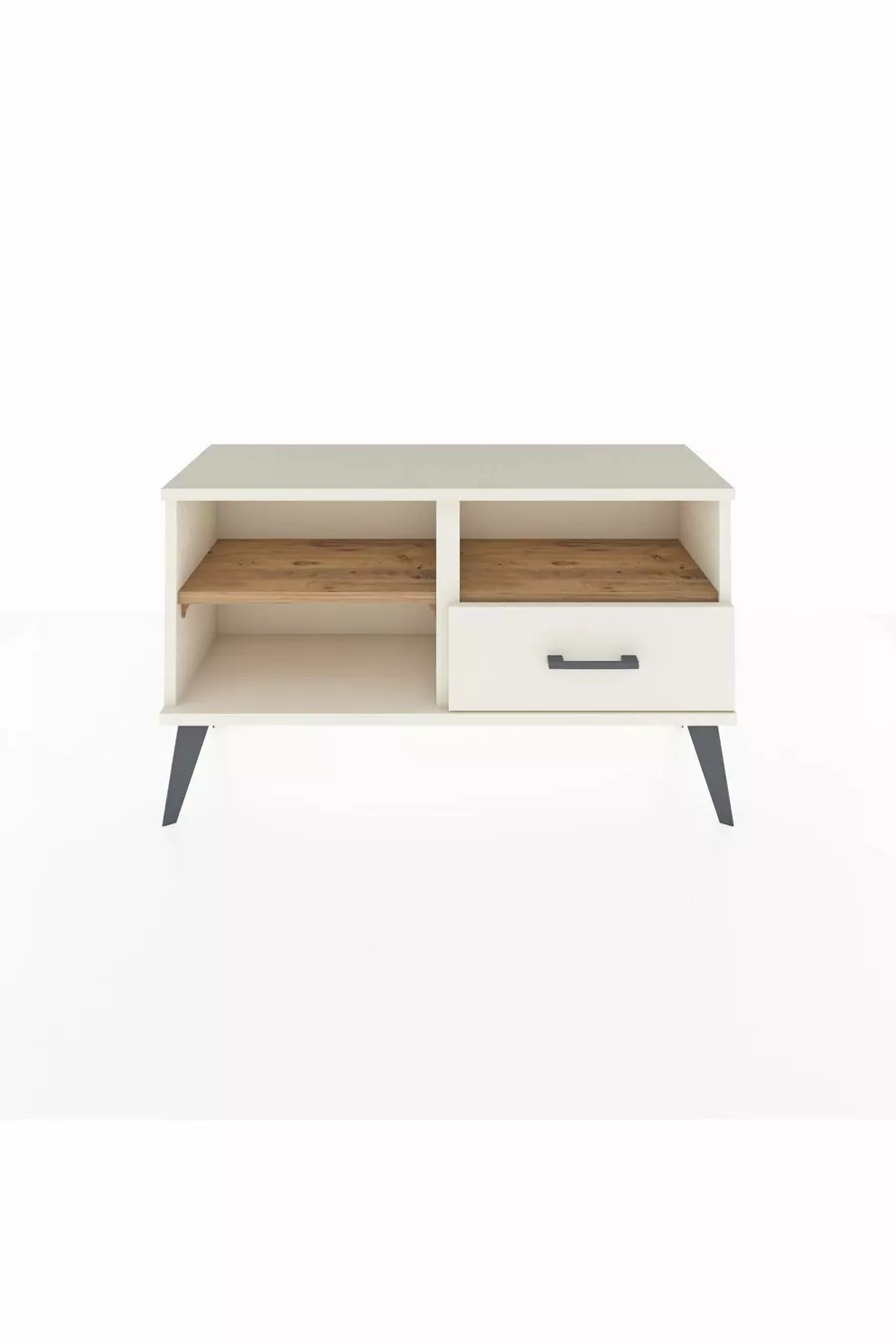 Commode Arges à 2 étagères et 1 tiroir, Pierre de lune-Pin/Pierre de lune