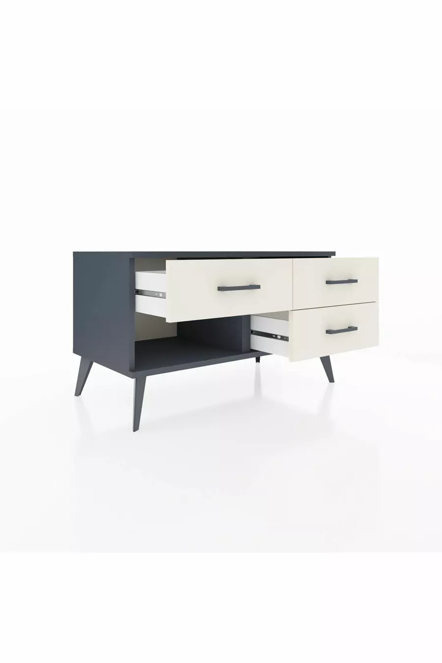 Commode Hyperion 3 tiroirs Anthracite-Anthracite/Pierre de lune