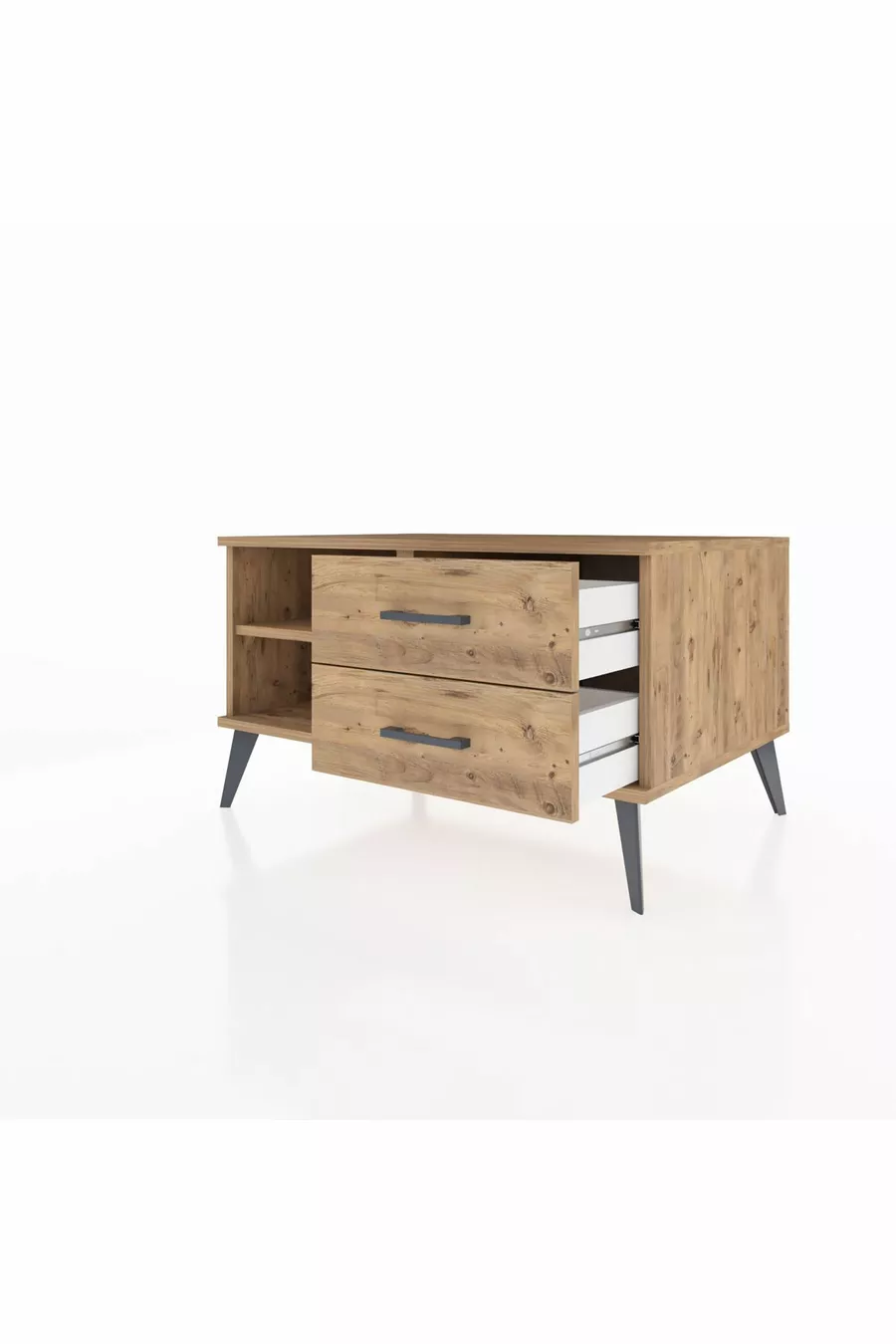 Commode Kronos à une étagère et 2 tiroirs en pin-pin