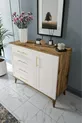 Commode moderne à 4 tiroirs et 1 porte avec volets, design moderne, porte en MDF, bois de noyer écru