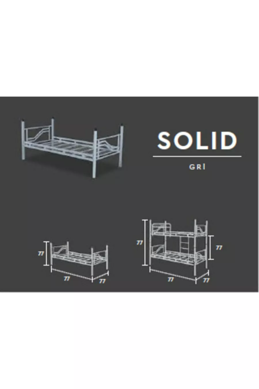 Металлическая двухъярусная кровать Solid Ranza для детской комнаты