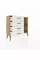 Commode Arges à une étagère et 4 tiroirs Pin-Anthracite/Marbre